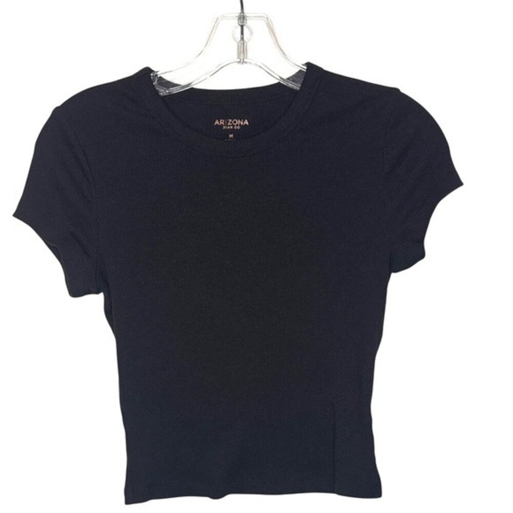 Arizona Jean Company Juniors‎ Medium Classic Ribbed Black Tee 90s Minimalist